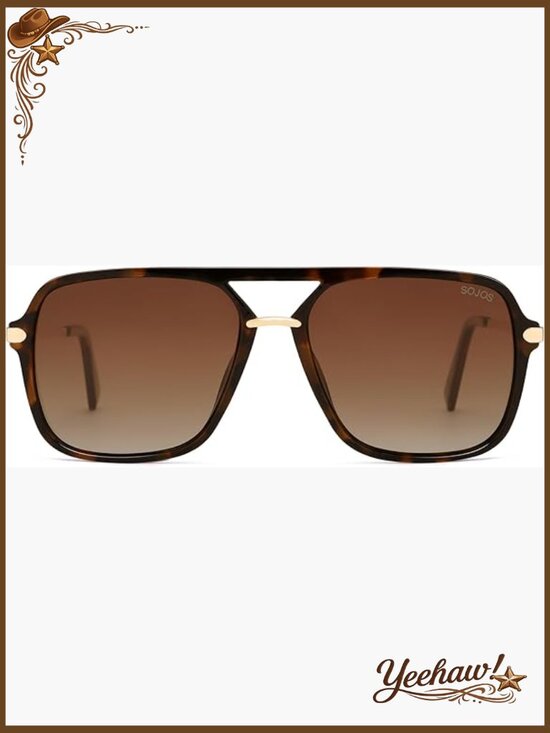 Square Retro Aviator Sunglasses, Polarized UV400 Protection Unisex main image 7